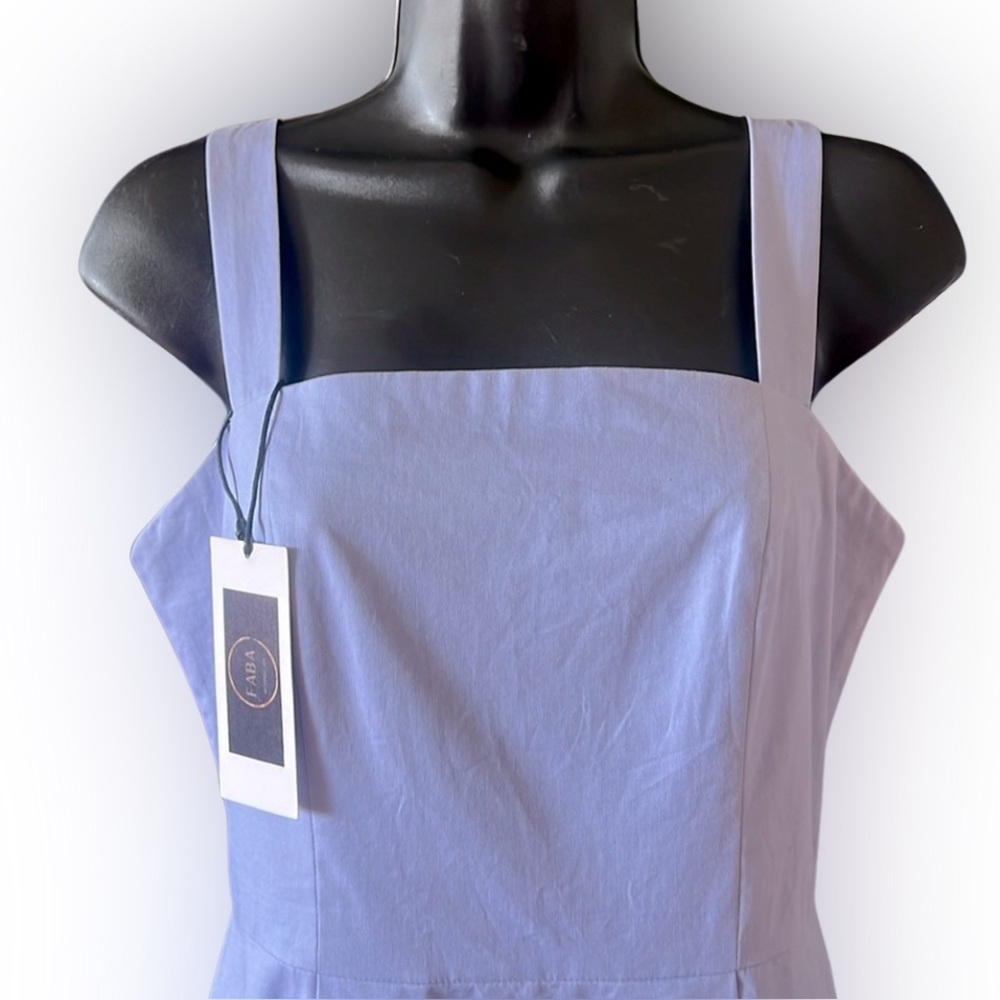 Periwinkle Cotton Midi Sundress with Flared Skirt - Picture 2 of 8